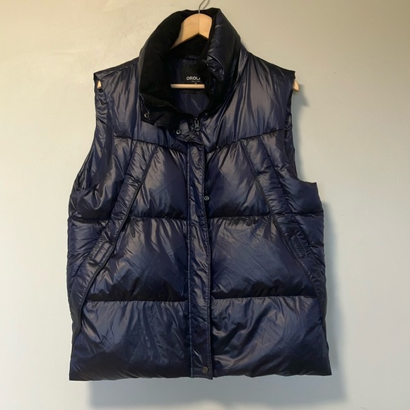 Orolay Metallic Shiny Navy Puffer Vest - Picture 1 of 8